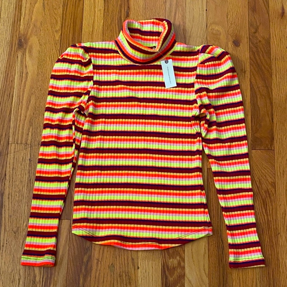 Anthropologie Maeve  Puff Shoulder Turtleneck Size S NWT  Stretchy Super Cute